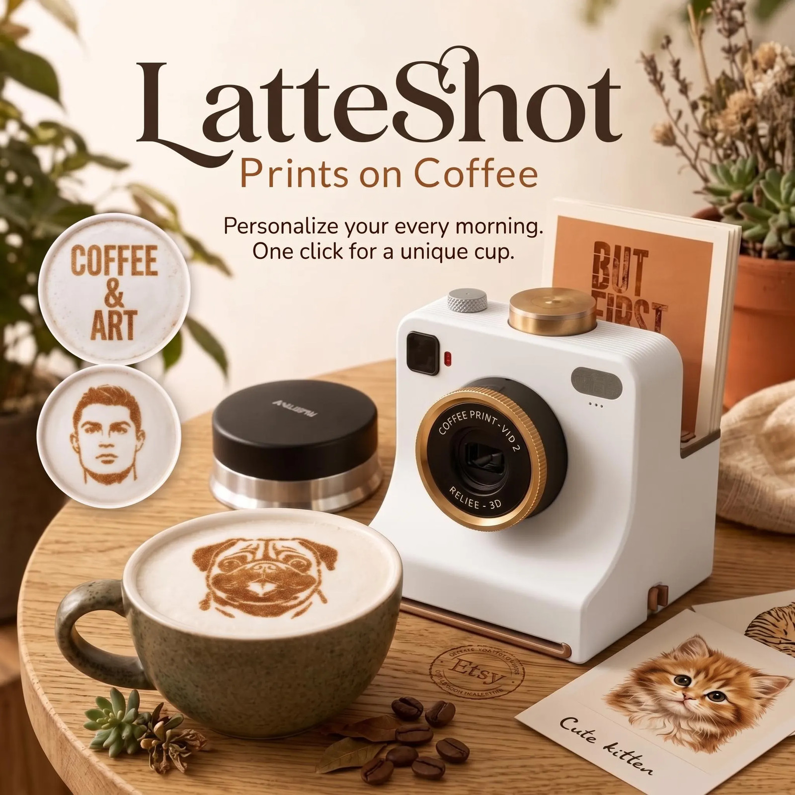 Retro Camera Latte Art Printer - Stencil Tool for Coffee Lovers Gift
