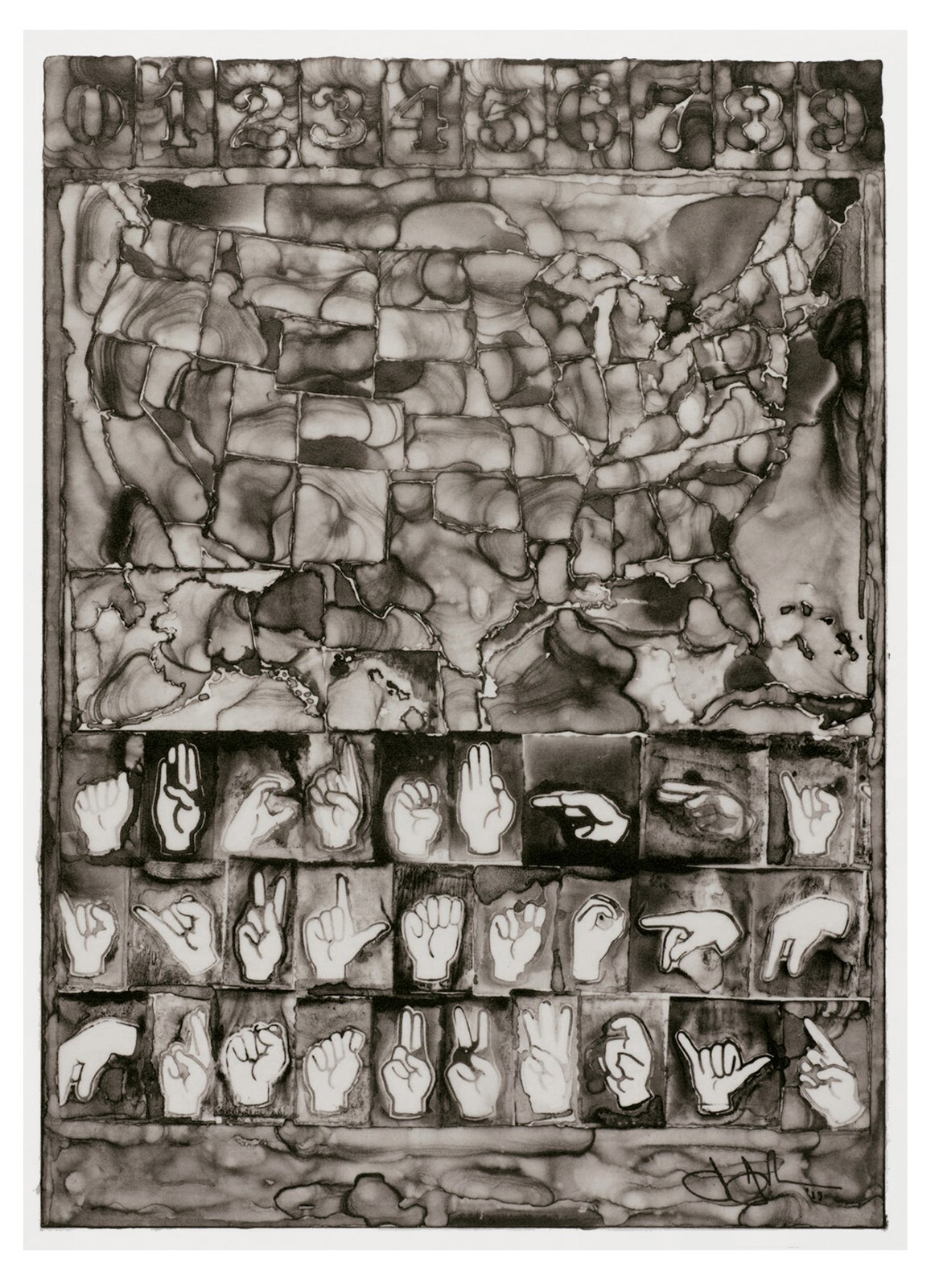 Jasper Johns Untitled Map 2013 ULAE 321 Color Lithograph Unframed