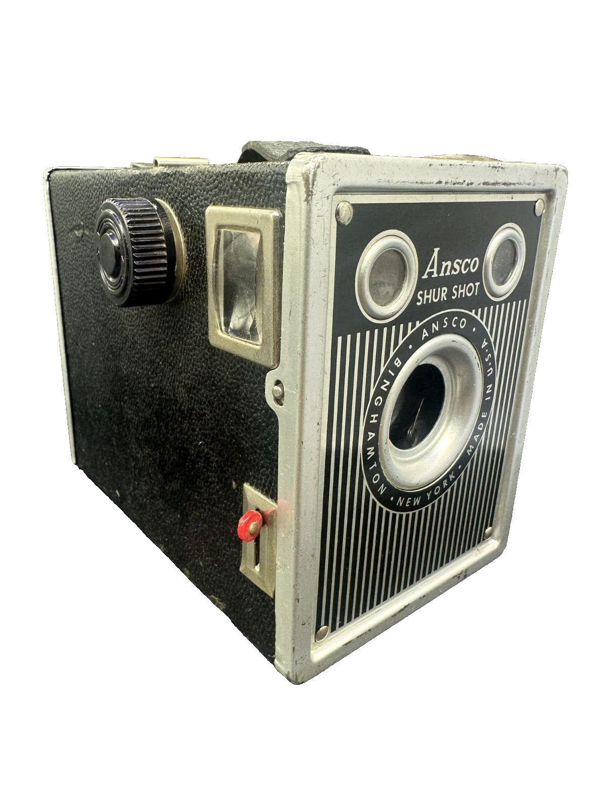 Vintage 1940s Ansco Shur Shot Box Camera Art Deco 120 Film Made in USA - works Vintage 1940s Ansco Shur Shot Box Camera Art Deco 120 Film Made in USA - works