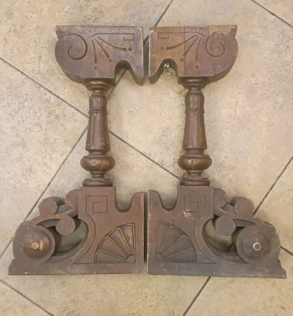 ~ PAIR OF LARGE ANTIQUE CORBELS 22 INCHES ~ ARCHITECTURAL SALVAGE PRIMITIVE ~ PAIR OF LARGE ANTIQUE CORBELS 22 INCHES ~ ARCHITECTURAL SALVAGE PRIMITIVE