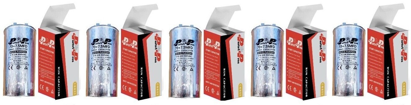 70+7.5  uF MFD 370-440 V AC (5x) High Quality Dual Run Capacitor CBB65-R