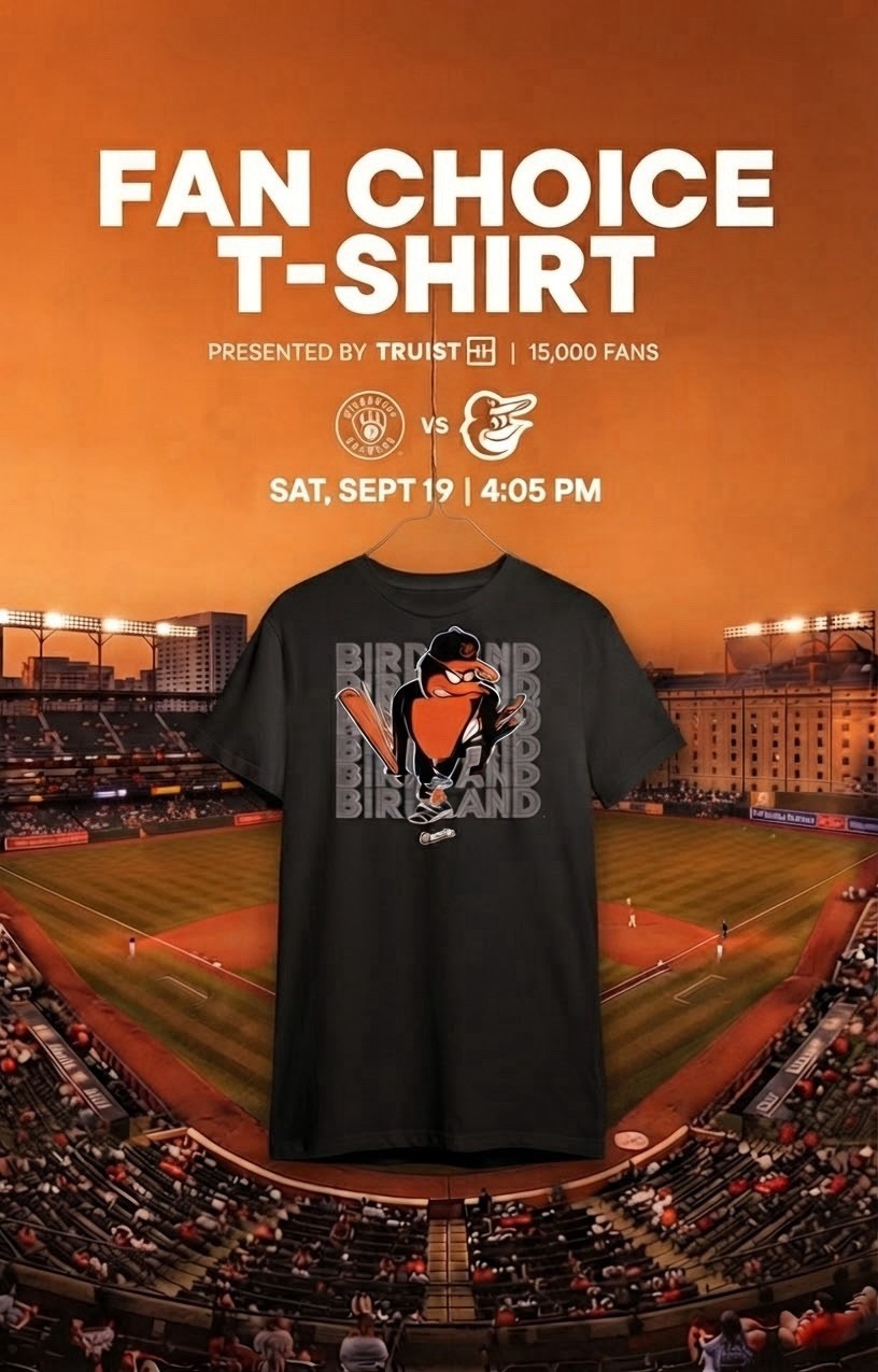 Baltimore Orioles XL Angry Bird Fan’s Choice T-Shirt New SGA 9/19/26 New Baltimore Orioles XL Angry Bird Fan’s Choice T-Shirt New SGA 9/19/26 New
