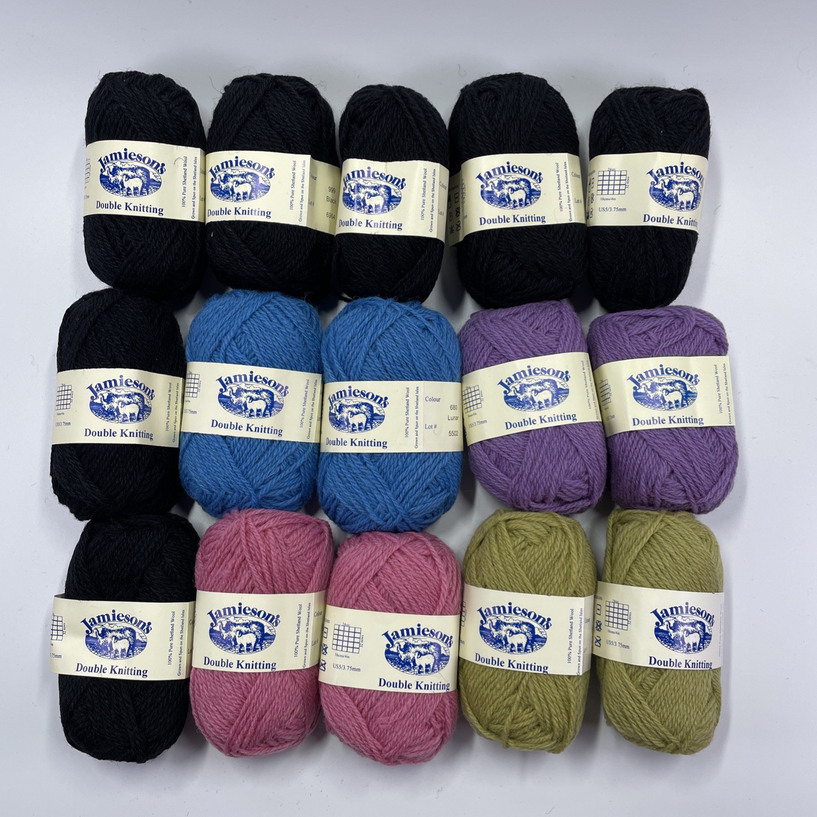 15 Skeins JAMIESON\'S DOUBLE KNITTING Shetland DK Weight Wool Yarn Lot