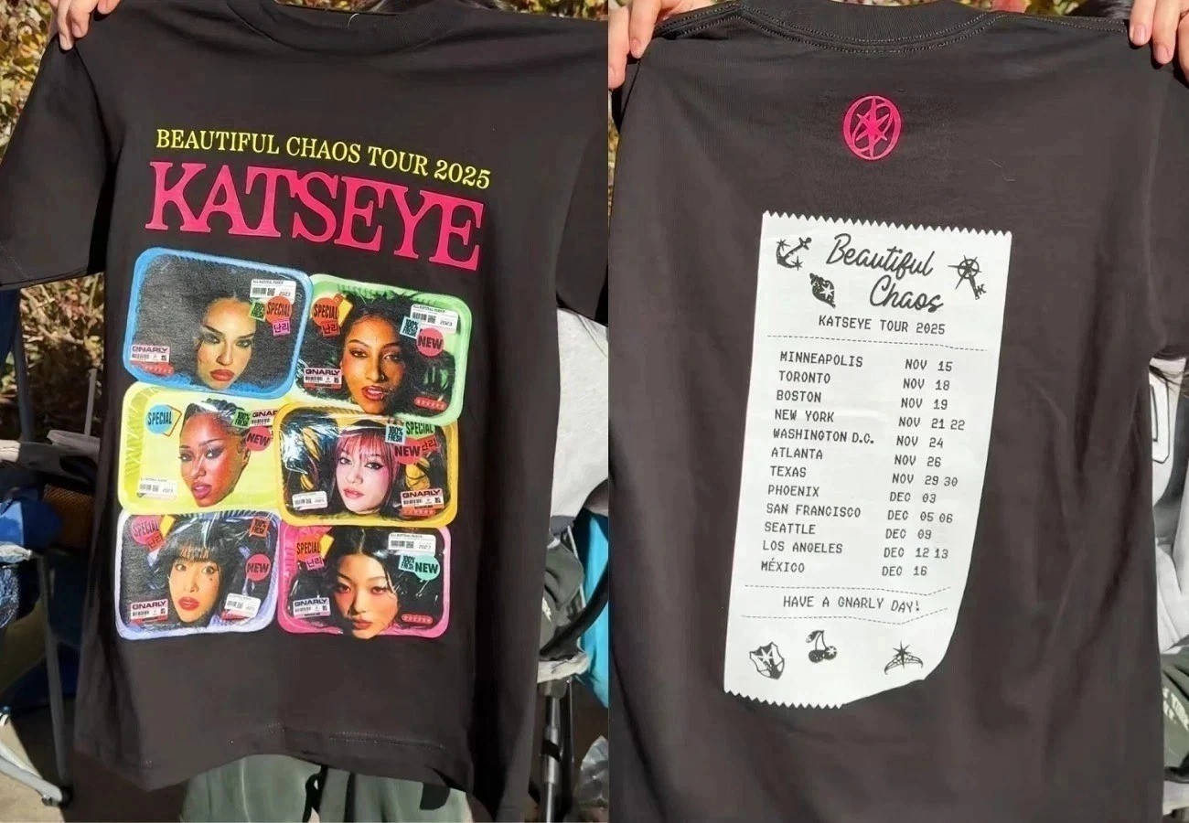 Vtg KATSEYE Beautiful Chaos Tour 2025 K-Pop Concert T-Shirt S-5XL