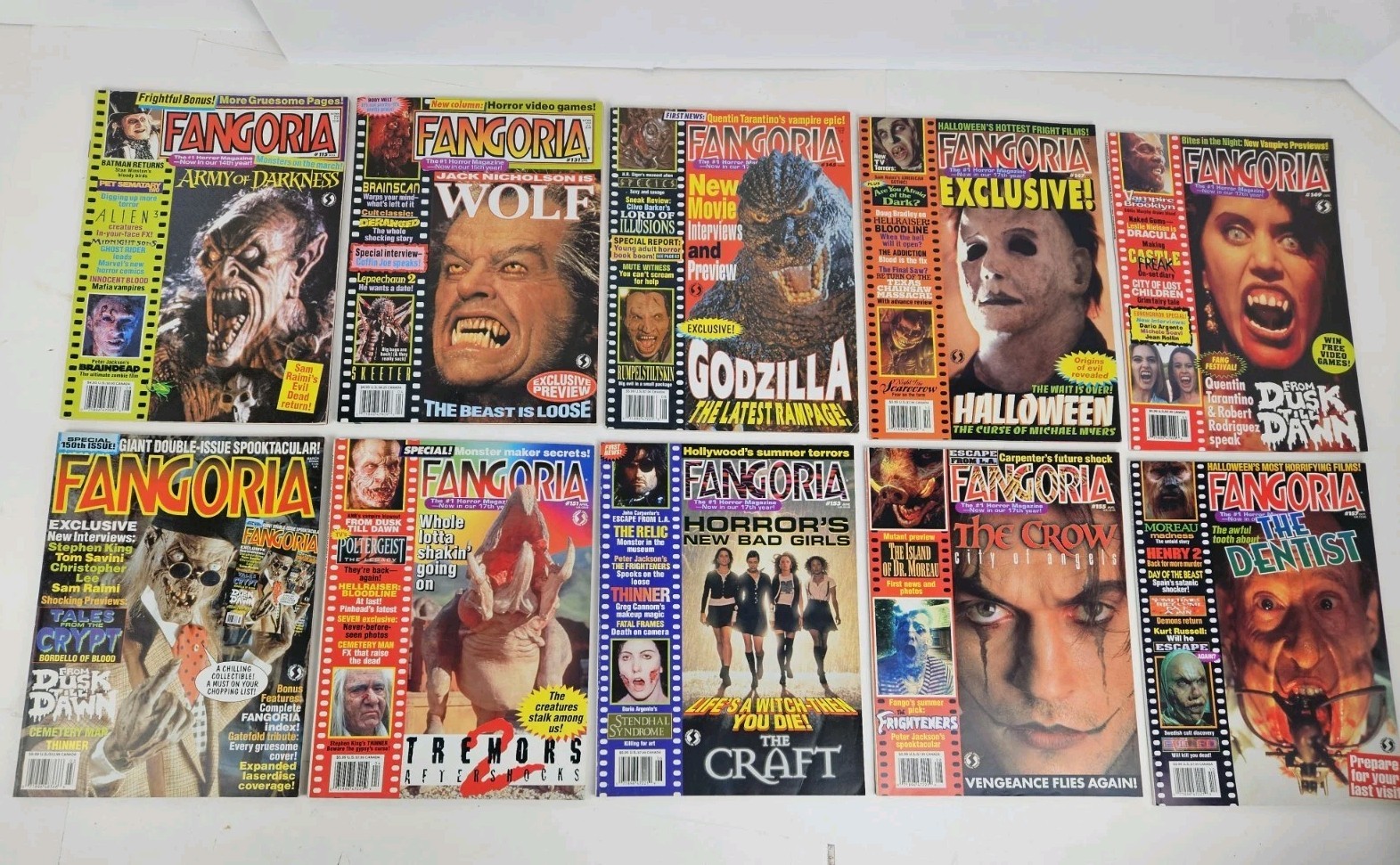10 FANGORIA Horror Magazines 115, 131, 145, 147, 149, 150, 151, 153, 155, 157