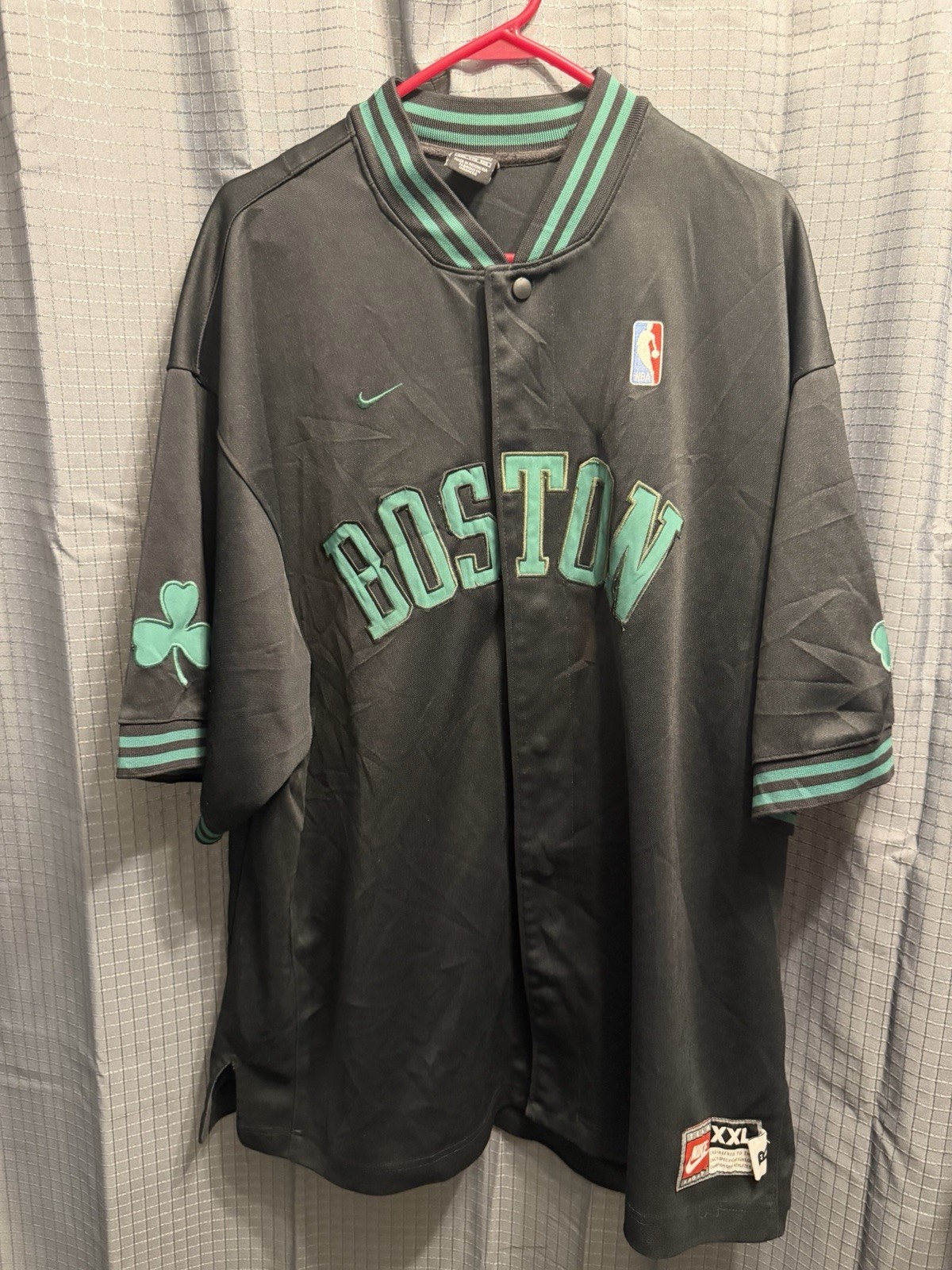 Vintage Nike Boston Celtics NBA Snap Front Shooting Shirt XXL Black