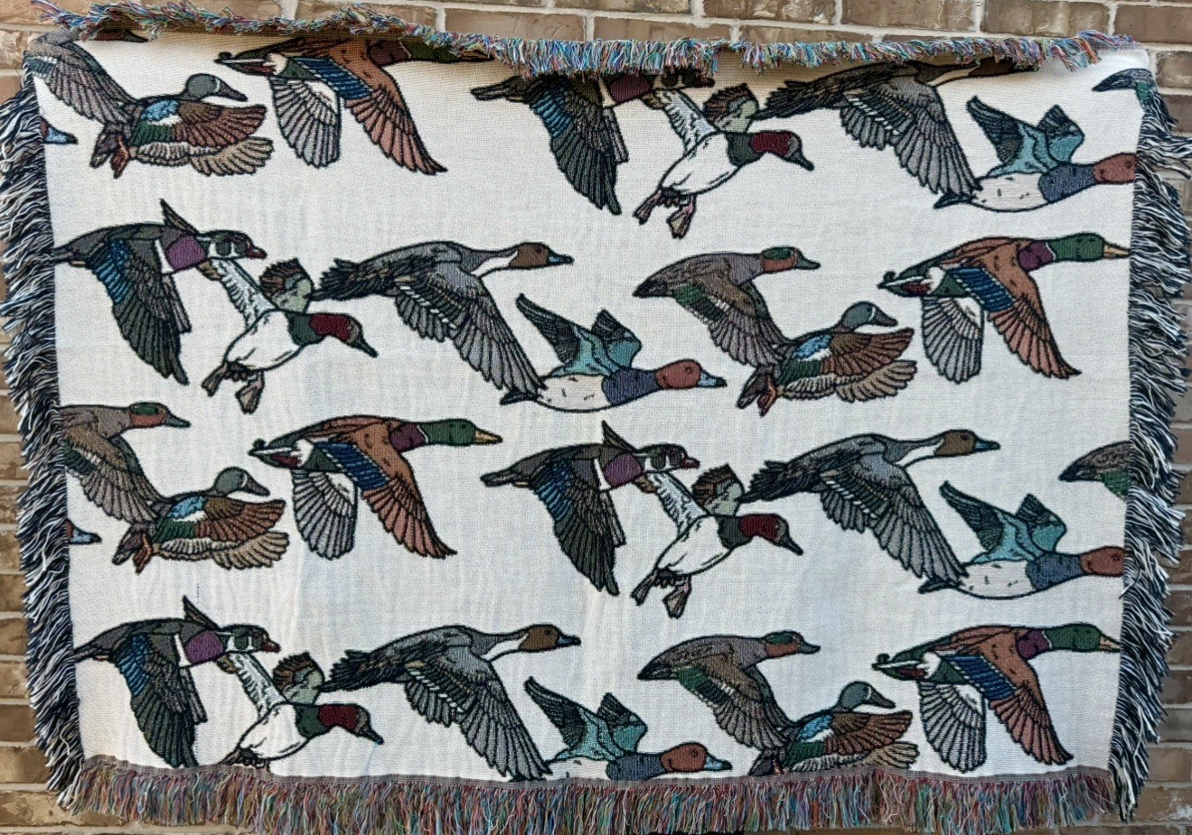 The Migration Duck Woven Throw Blanket Waterfowl Enthusiasts 60x50in 100% Cotton The Migration Duck Woven Throw Blanket Waterfowl Enthusiasts 60x50in 100% Cotton