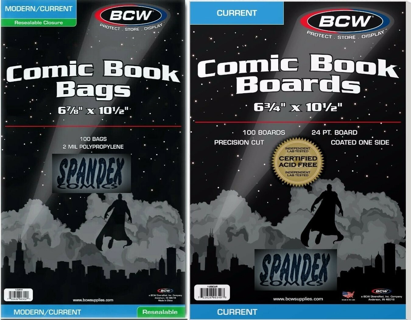 1000 BCW Current Modern Resealable Comic Bags 2 MIL & Boards 6 3/4\