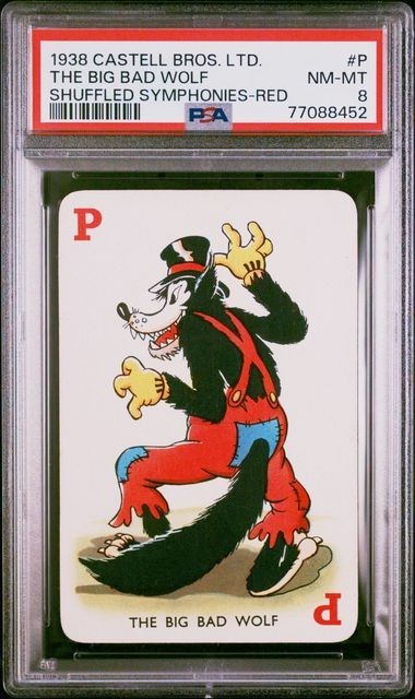 PSA 8 1938 CASTELL BROS. LTD. SHUFFLED SYMPHONIES #P THE BIG BAD WOLF RED MINT