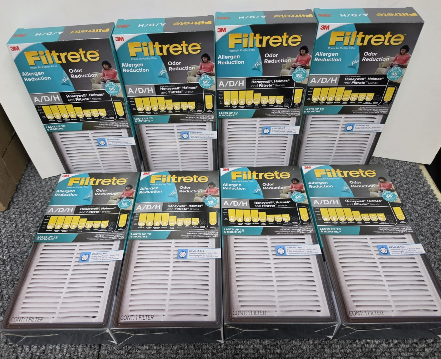 8 X 3M Filtrete A/D/H Allergen Reduction HEPA Air Purifier Replacement Filter 8 X 3M Filtrete A/D/H Allergen Reduction HEPA Air Purifier Replacement Filter
