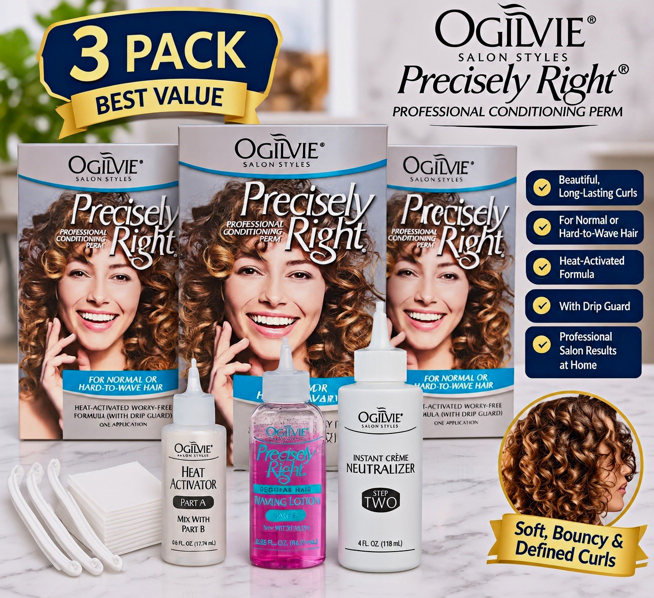 Ogilvie Precisely Right Conditioning Perm 3-Pack Normal Hard-to-Wave Hair