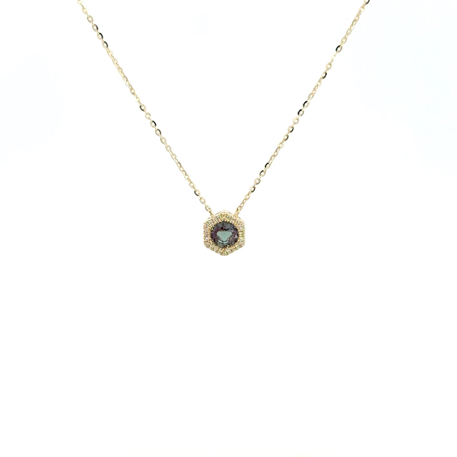 Syn. Alexandrite Birthstone Of June 14k Yellow Gold Necklace Syn. Alexandrite Birthstone Of June 14k Yellow Gold Necklace