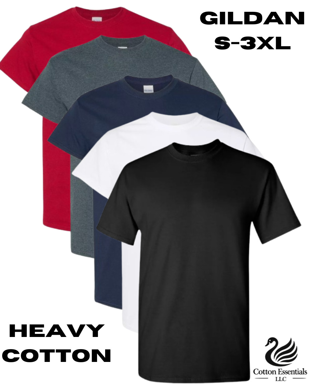 Gildan (5-pack) Bulk Solid Heavy Cotton Short Sleeve Blank Men T-Shirt S-3XL Gildan (5-pack) Bulk Solid Heavy Cotton Short Sleeve Blank Men T-Shirt S-3XL