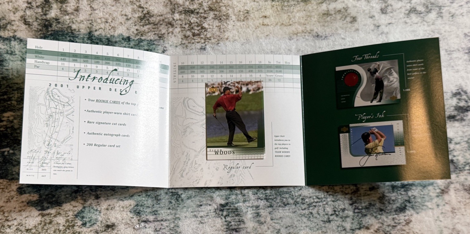 2001 Upper Deck Golf Promo Tiger Woods Rookie Card RC w/ Folder - See Photos 2001 Upper Deck Golf Promo Tiger Woods Rookie Card RC w/ Folder - See Photos