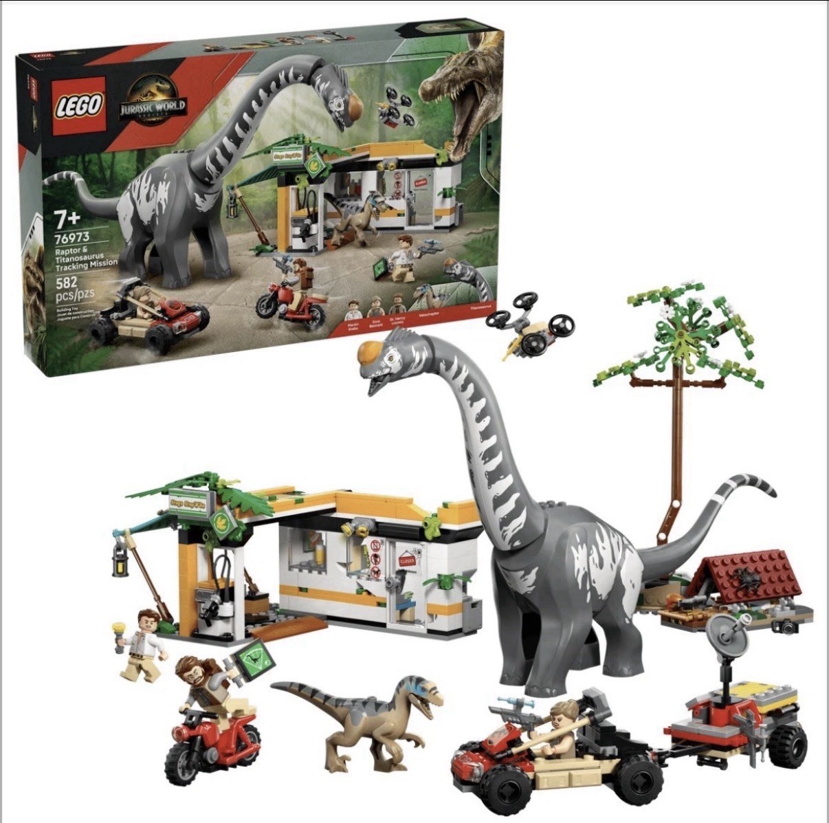 LEGO Jurassic World Raptor & Titanosaurus Tracking Mission 582 Pieces 76973 NEW LEGO Jurassic World Raptor & Titanosaurus Tracking Mission 582 Pieces 76973 NEW