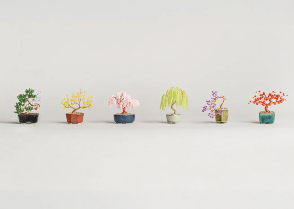Japanese Style Beaded Bonsai Miniature Craft Kit Complete 6 Set DIY Japan