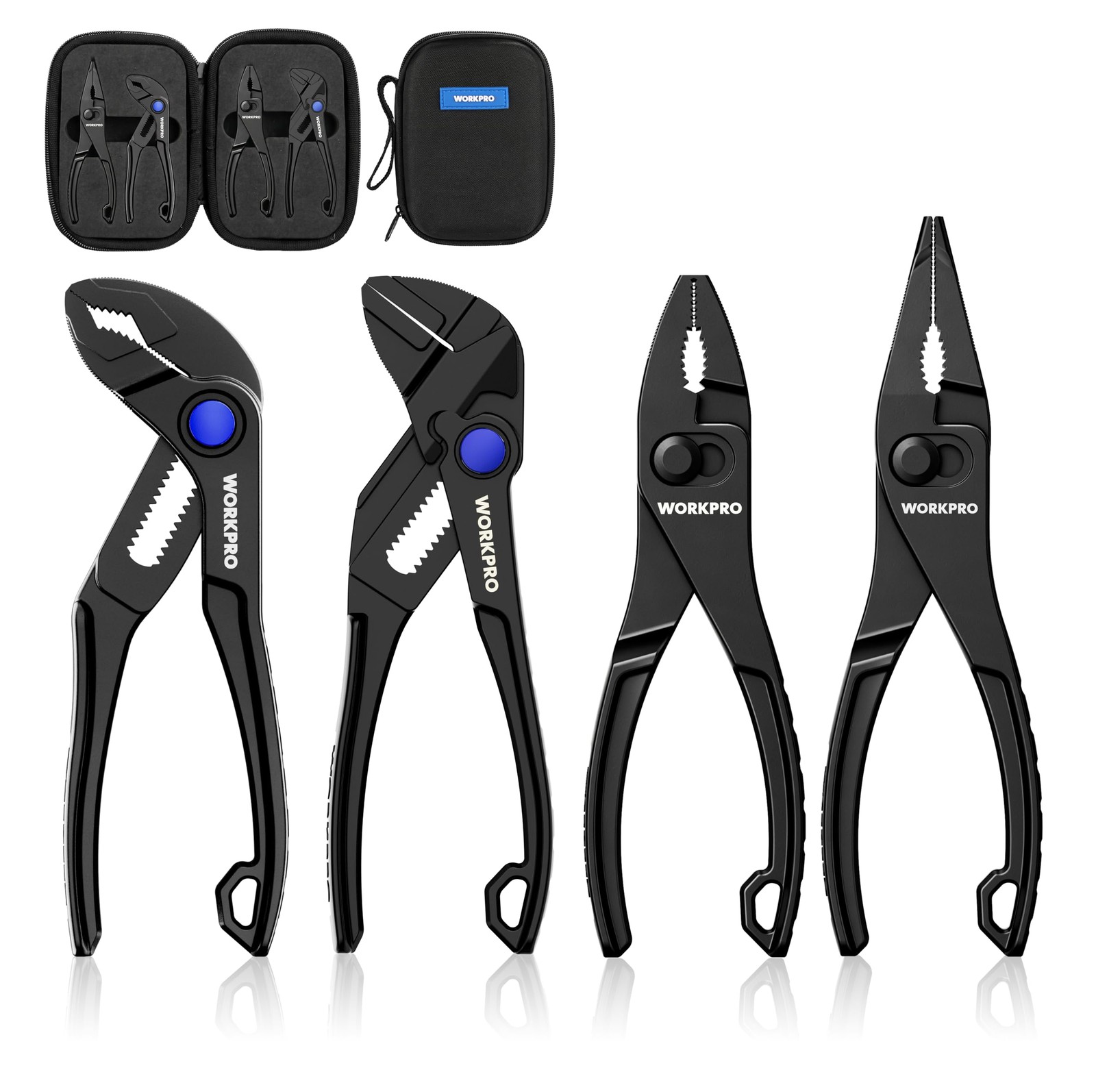 WORKPRO 4pc Mini Pliers Set w Pouch Pocket EDC Tool Wrench Slip Joint Water Pump WORKPRO 4pc Mini Pliers Set w Pouch Pocket EDC Tool Wrench Slip Joint Water Pump