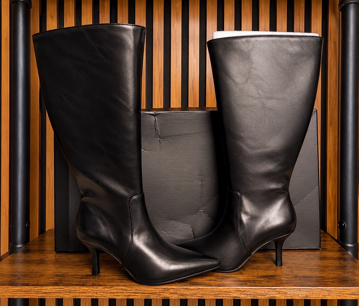 INC International Concepts EXTRA WIDE CALF black leather knee-high boots INC International Concepts EXTRA WIDE CALF black leather knee-high boots