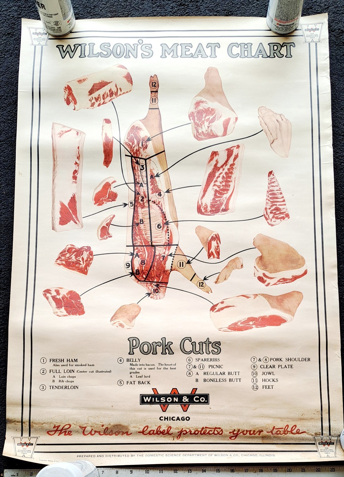 Vtg WILSON & CO. Pork Cuts Wilson's Meat Chart Poster Chicago Butcher VIDEO Vtg WILSON & CO. Pork Cuts Wilson's Meat Chart Poster Chicago Butcher VIDEO