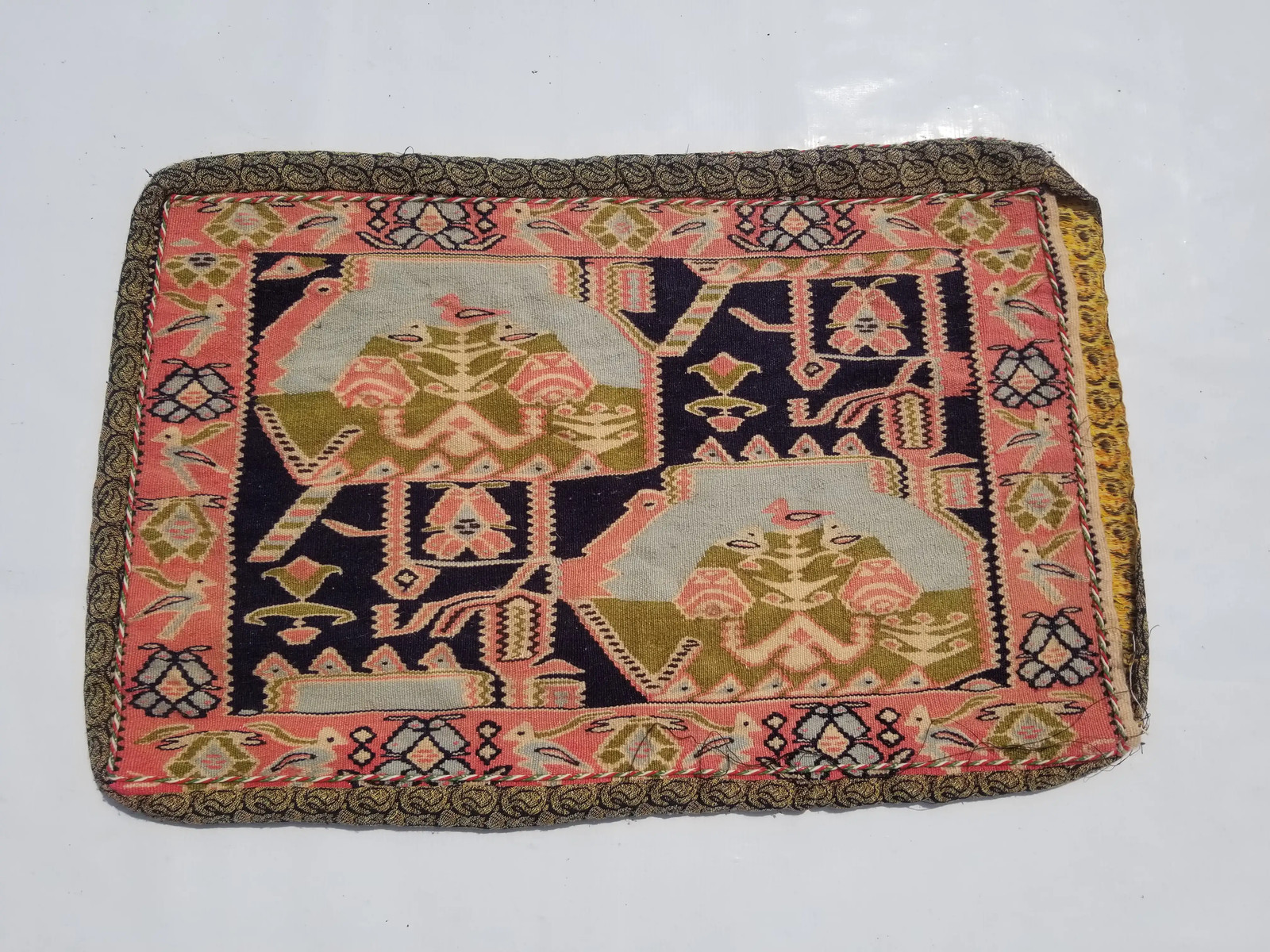 Vintage Traditional Handmade Turkish Anatolian Wool Multi Cushion Cover 2.6x1.8f Vintage Traditional Handmade Turkish Anatolian Wool Multi Cushion Cover 2.6x1.8f