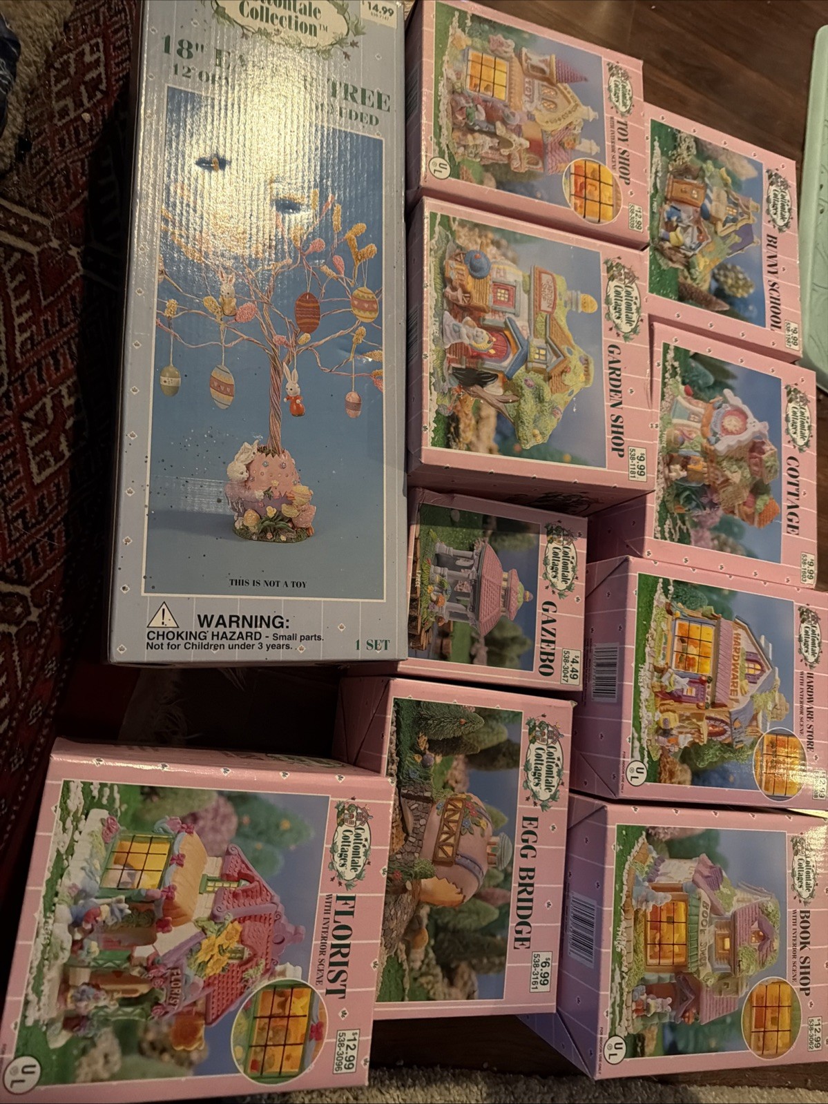Lot Of 10 Cottontale Cottages Porcelain retired  Toy Book Garden Tree New 2001👍