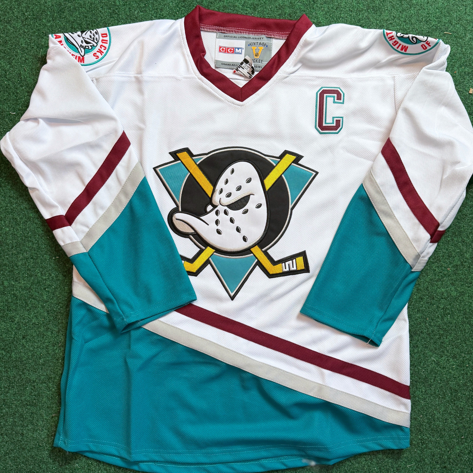 Paul Kariya Anaheim Mighty Ducks CCM Throwback White Jersey Men's Sizes