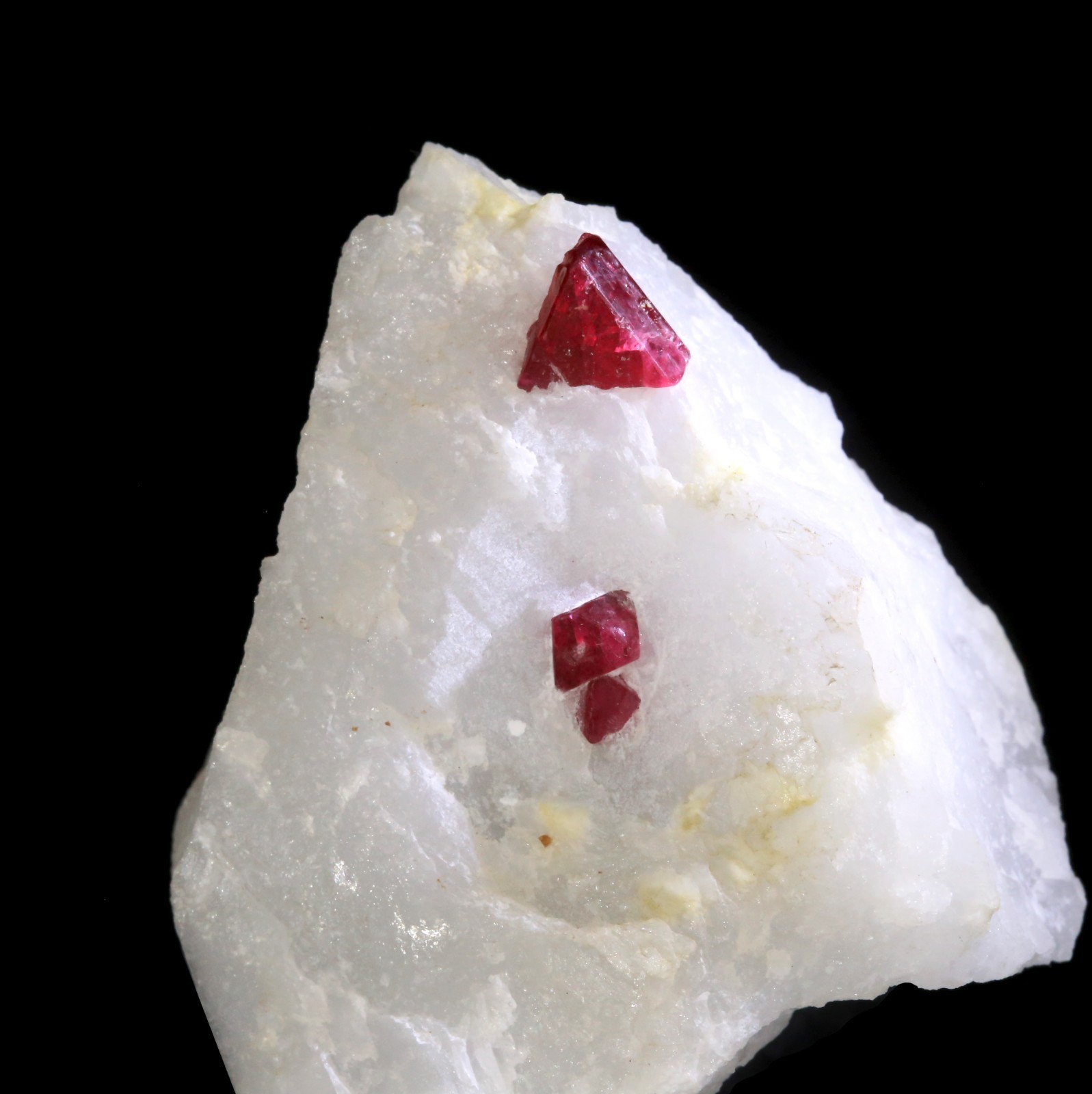 Stunning Red Spinel Crystals on White Marble - Mandalay Region, Burma