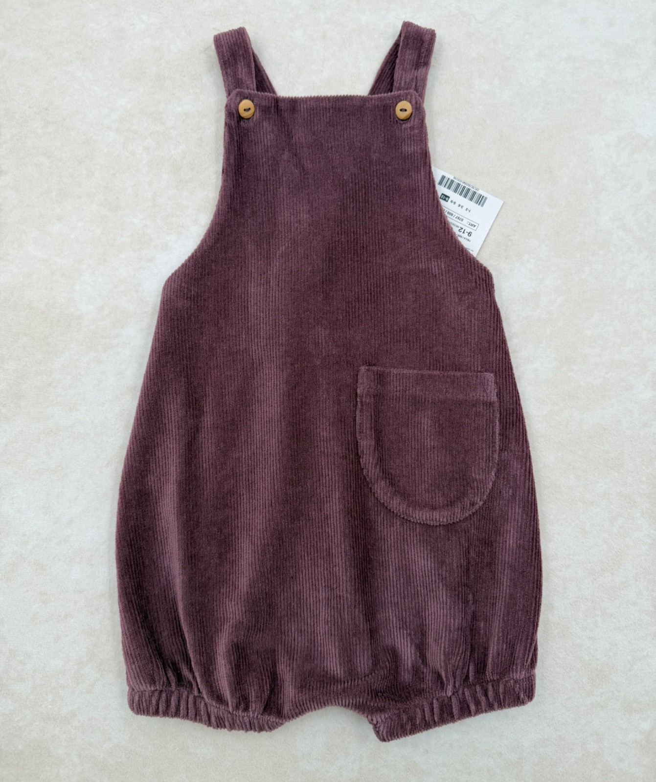 NWT ZARA Plum Ribbed Velour Bubble Overalls Size 9-12 Months