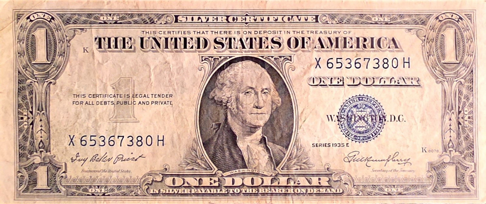 # Series 1935-E $1 Silver Certificate - Historic Blue Seal (VF)