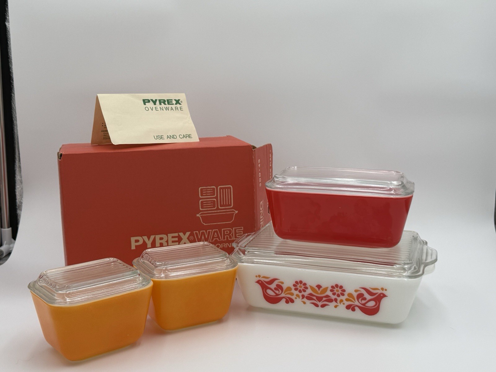 Vintage Pyrex Friendship Refrigerator Set 501 502 503 w/Lids Original Box