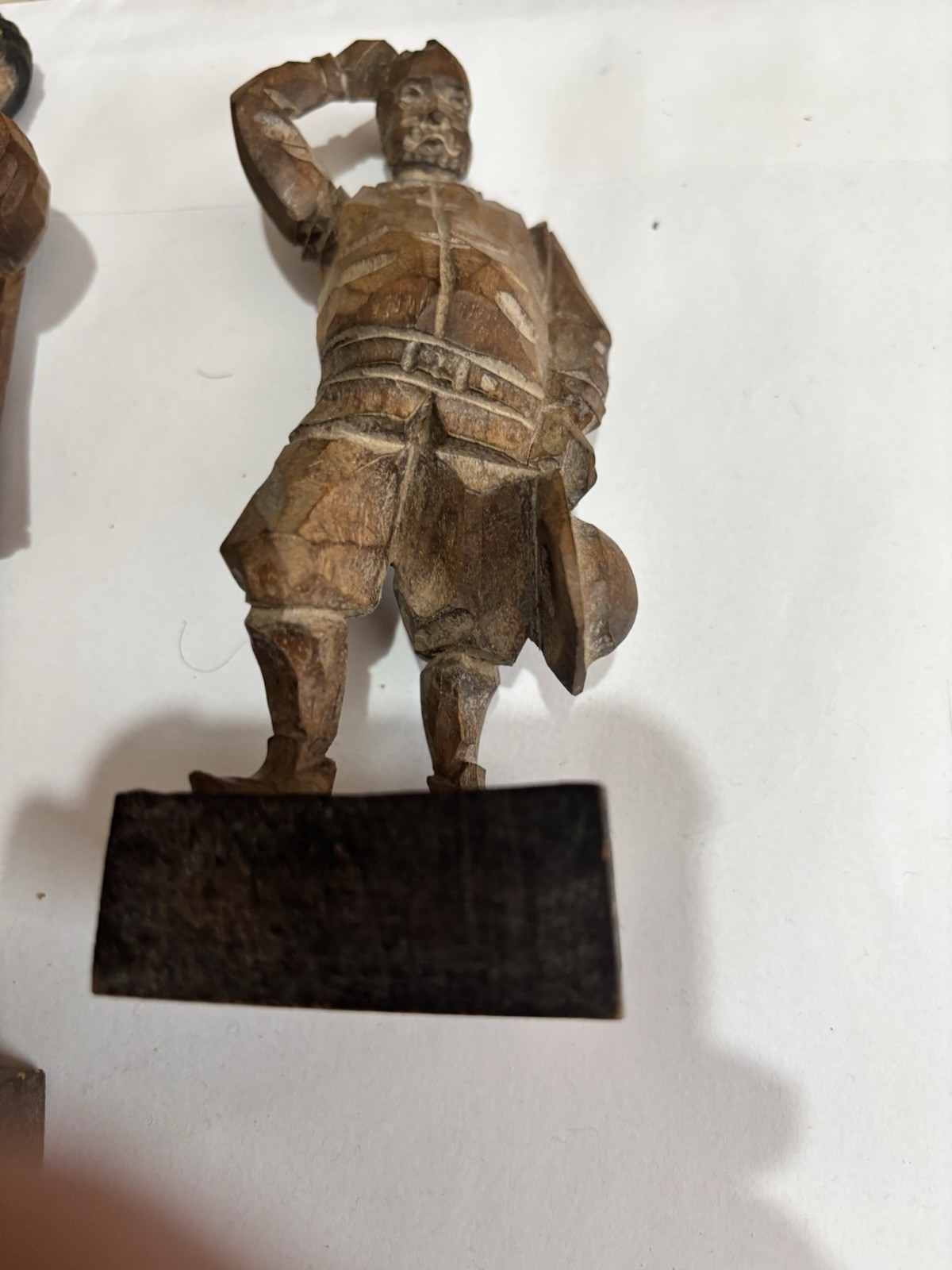 Vintage Ouro Artesania Hand Carved Wooden Figure Man Sancho Panza WW1 Helmet Vintage Ouro Artesania Hand Carved Wooden Figure Man Sancho Panza WW1 Helmet