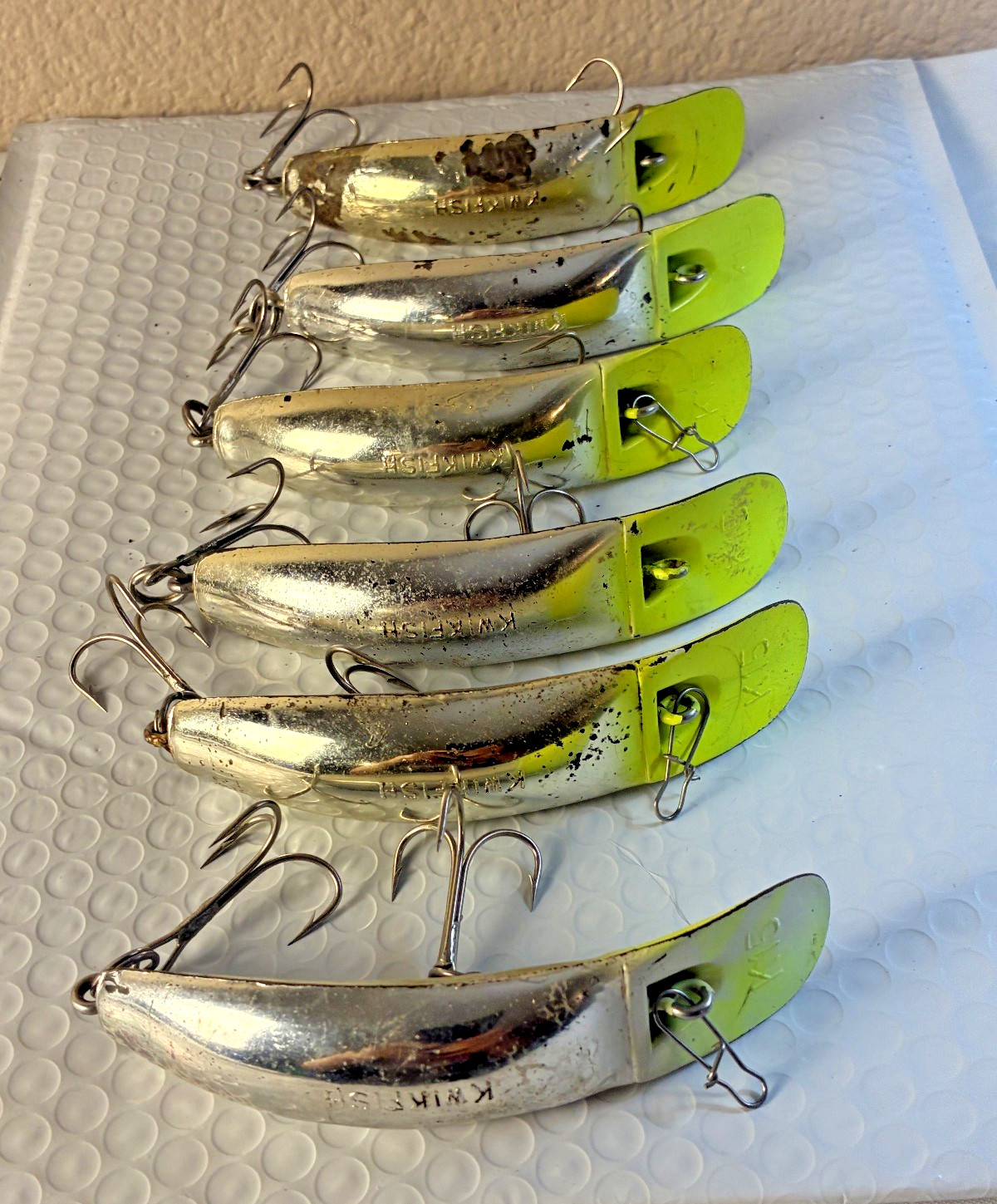 (LOT OF 6) Luhr Jensen Kwikfish K15 (Pre-Rapala) - 3 Rattle, 3 Silent - *Read