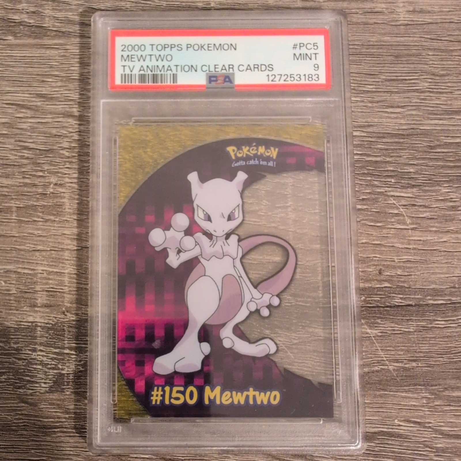 2000 TOPPS POKEMON TV ANIMATION CLEAR CARDS #PC5 MEWTWO PSA 9 MINT RARE 2000 TOPPS POKEMON TV ANIMATION CLEAR CARDS #PC5 MEWTWO PSA 9 MINT RARE