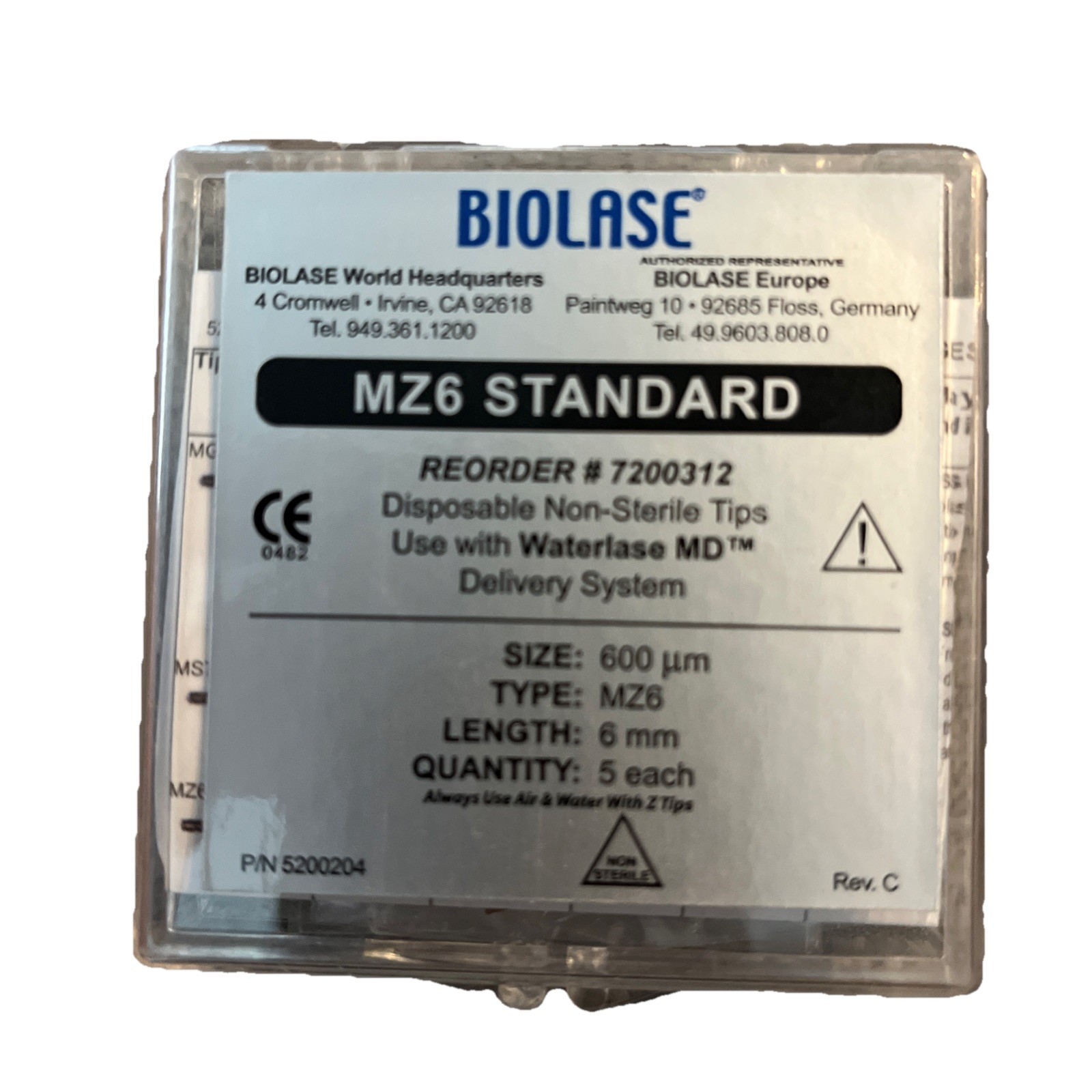 Biolase Laser Tip PKG for Waterlase MD MG6-6mm 5 Tips Biolase Laser Tip PKG for Waterlase MD MG6-6mm 5 Tips