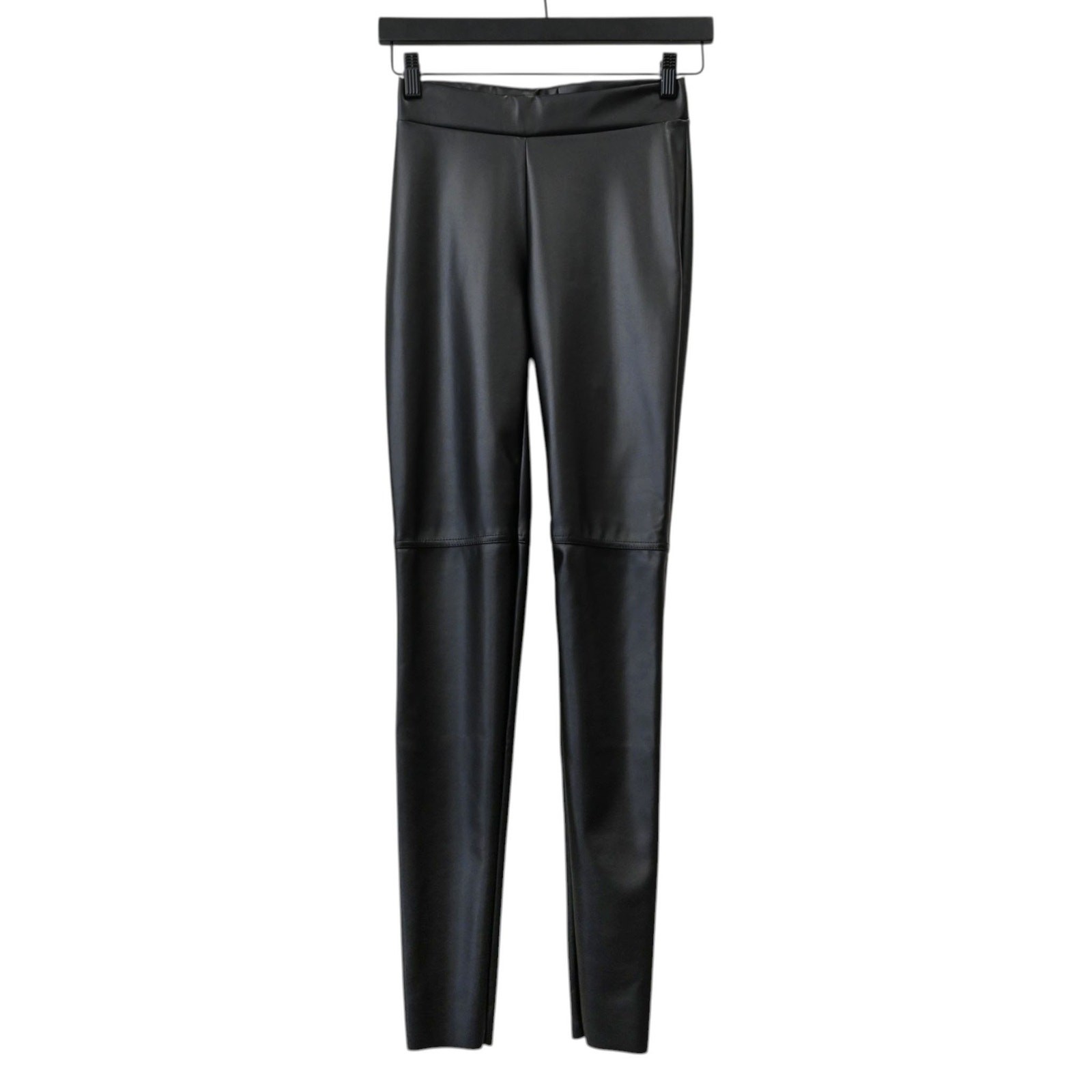 Wolford Estella Black Vegan Leather Skinny Moto Leggings Size US 6