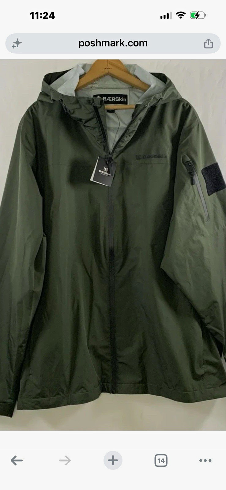 BAERSkin heavy Men\'s Green Solid Hooded Polyester Jacket, Regular Size L BAERSkin heavy Men\'s Green Solid Hooded Polyester Jacket, Regular Size L