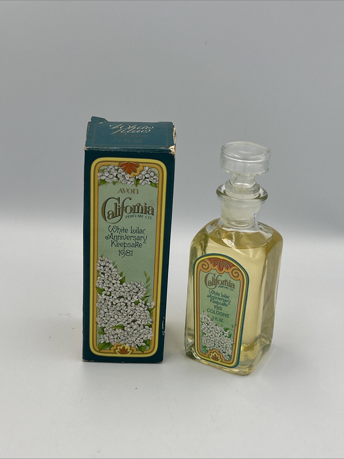 Vintage Avon NOS California Perfume White Lilac Anniversary Keepsake 1981 3oz Vintage Avon NOS California Perfume White Lilac Anniversary Keepsake 1981 3oz