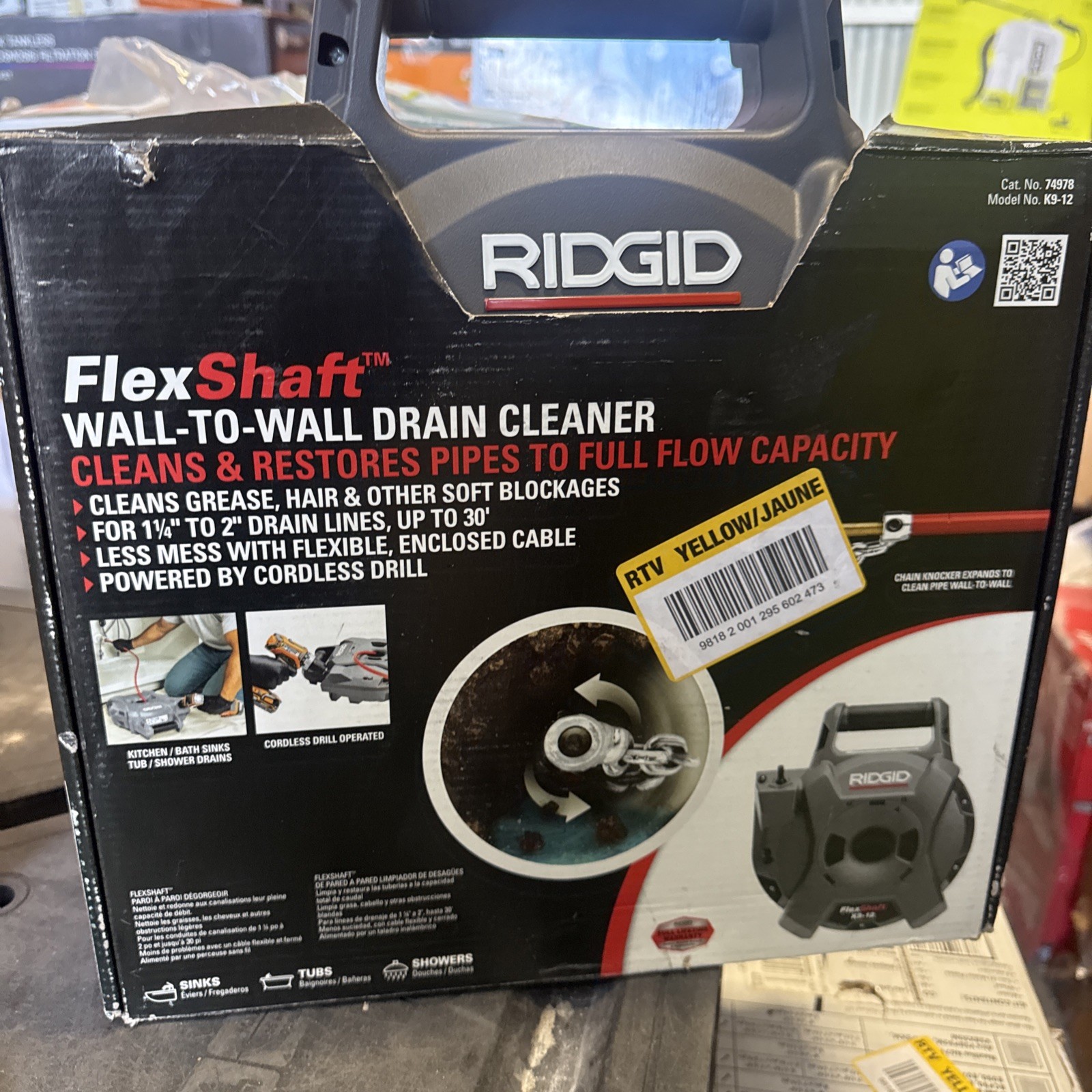 Ridgid 74978 FlexShaft K9-12 Drain Cleaning Machine. USED Good Ridgid 74978 FlexShaft K9-12 Drain Cleaning Machine. USED Good