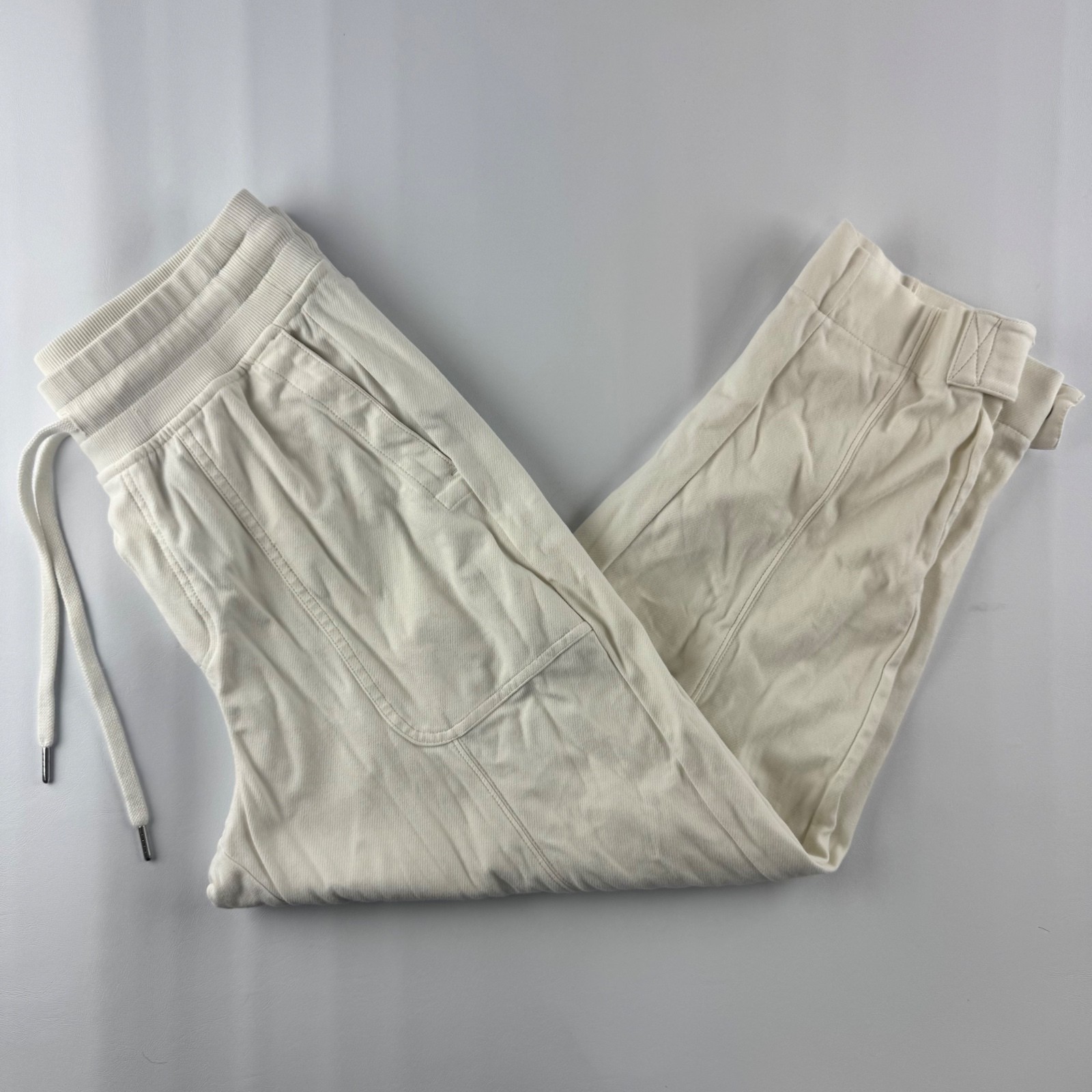 Athleta Women’s Size Small White Joggers with Button Cuffs- Read description