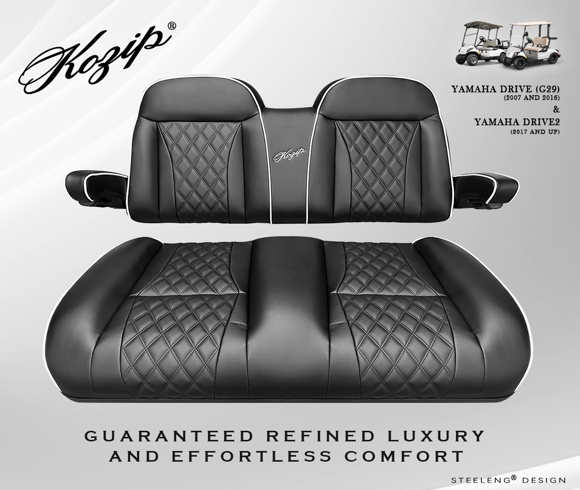 'KOZIP' YAMAHA G29 / Drive2 GOLF CART FRONT SEAT/BACKREST CUSHION SET (BLACK)
