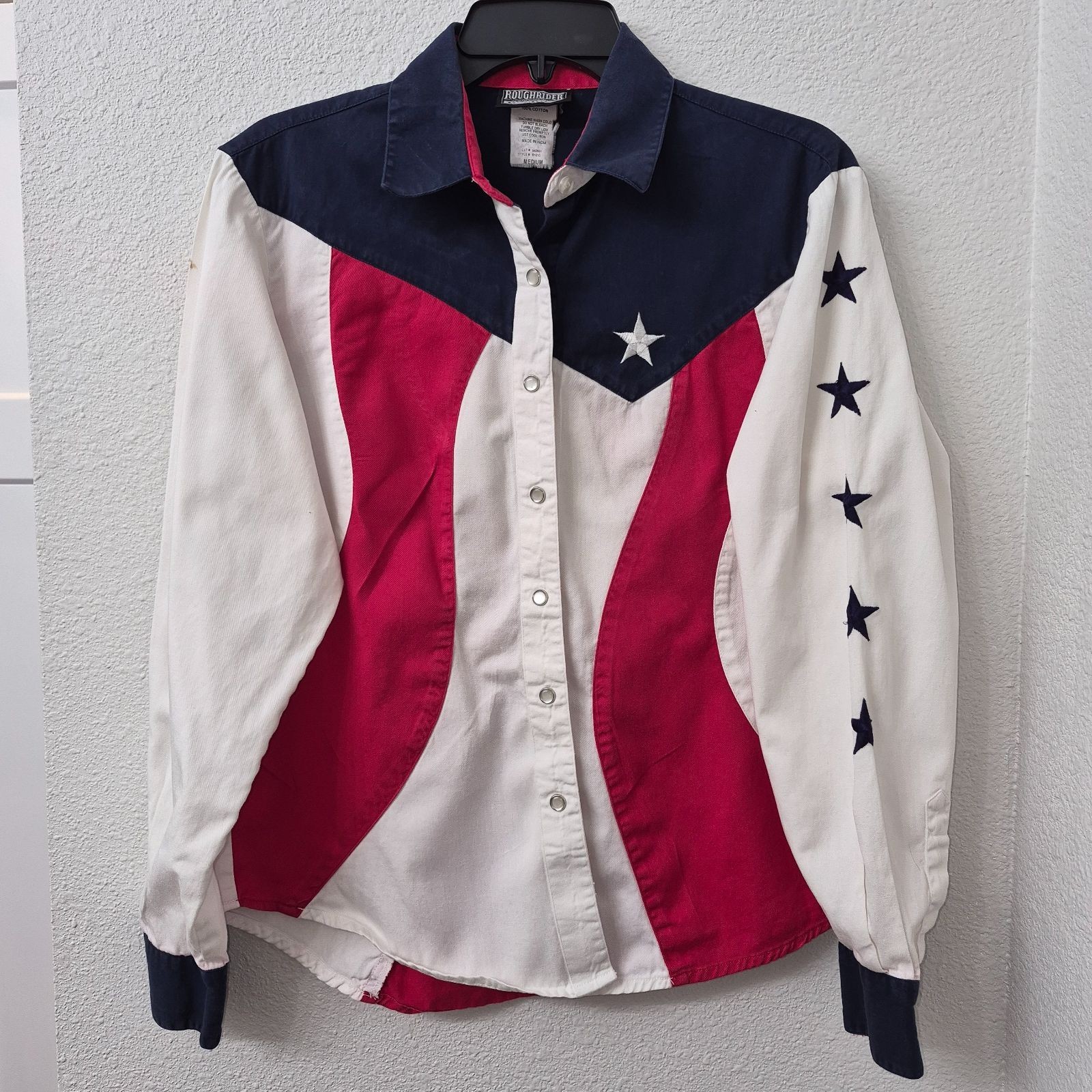 Vintage Roughrider by Circle T Red White And Blue Patriotic Pearl Snaps Vintage Roughrider by Circle T Red White And Blue Patriotic Pearl Snaps