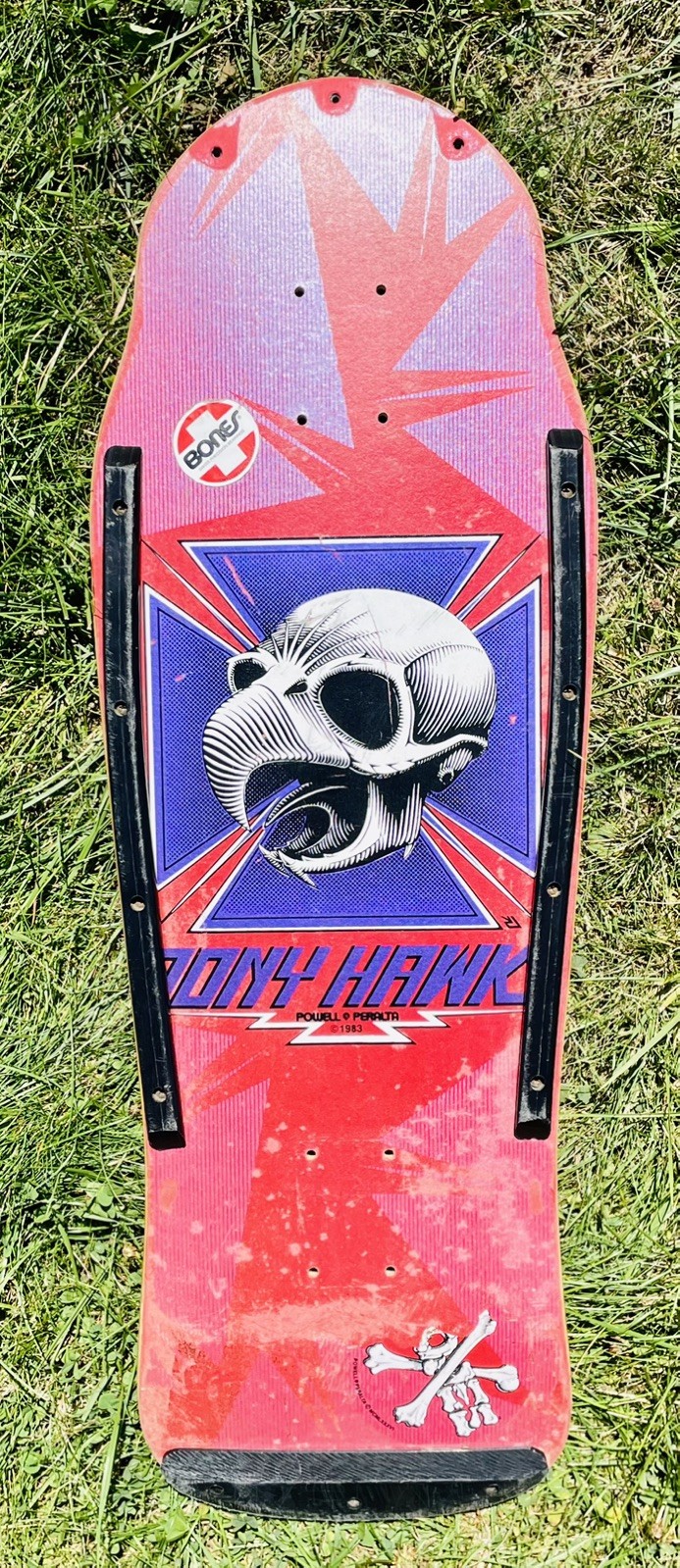 1987 Powell Peralta Tony Hawk Chicken Skull Skateboard Deck OG Survivor –XT Pink