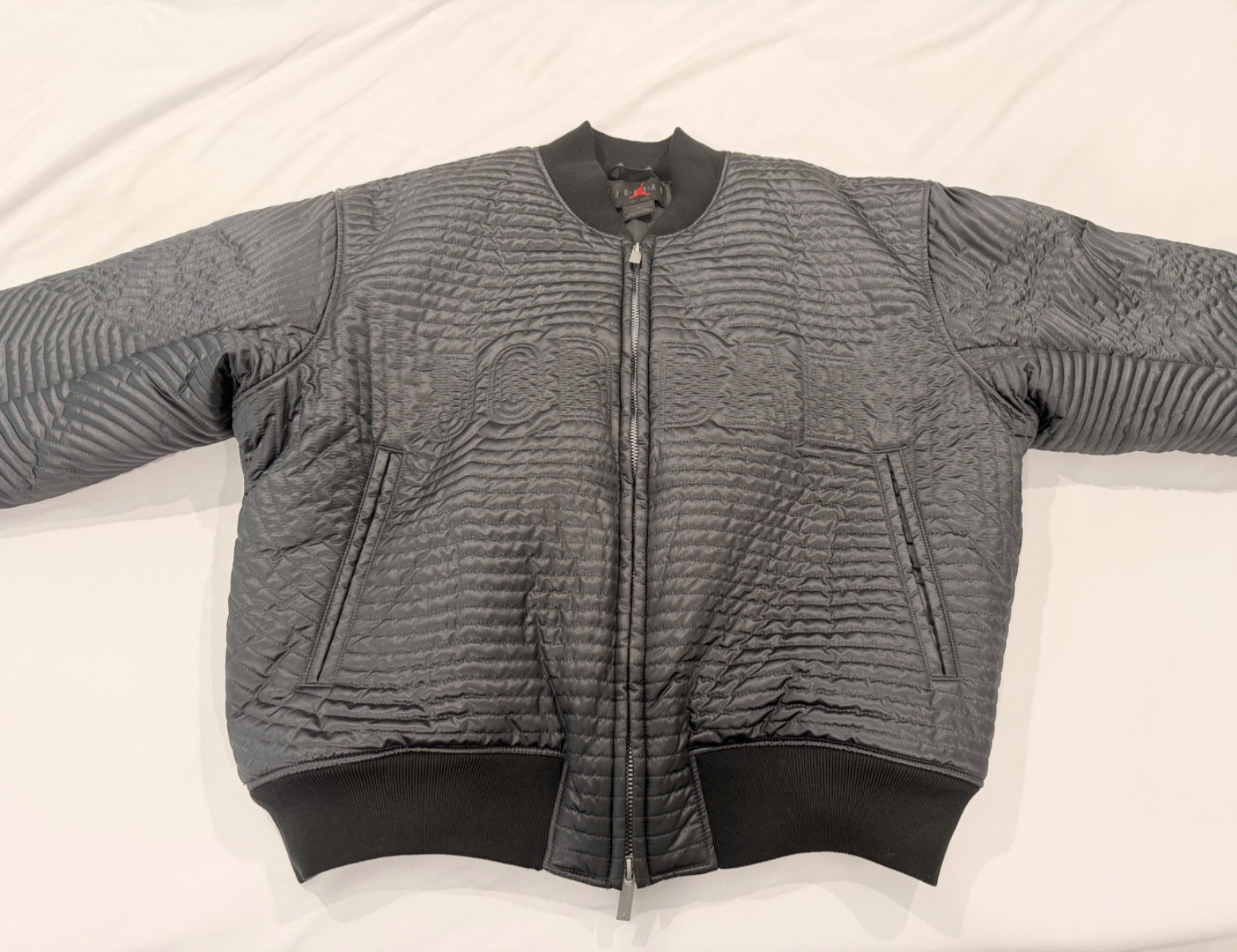 Nike Air Jordan Flight Quilted Varsity Bomber Jacket Black Mens L NWT II5314-010