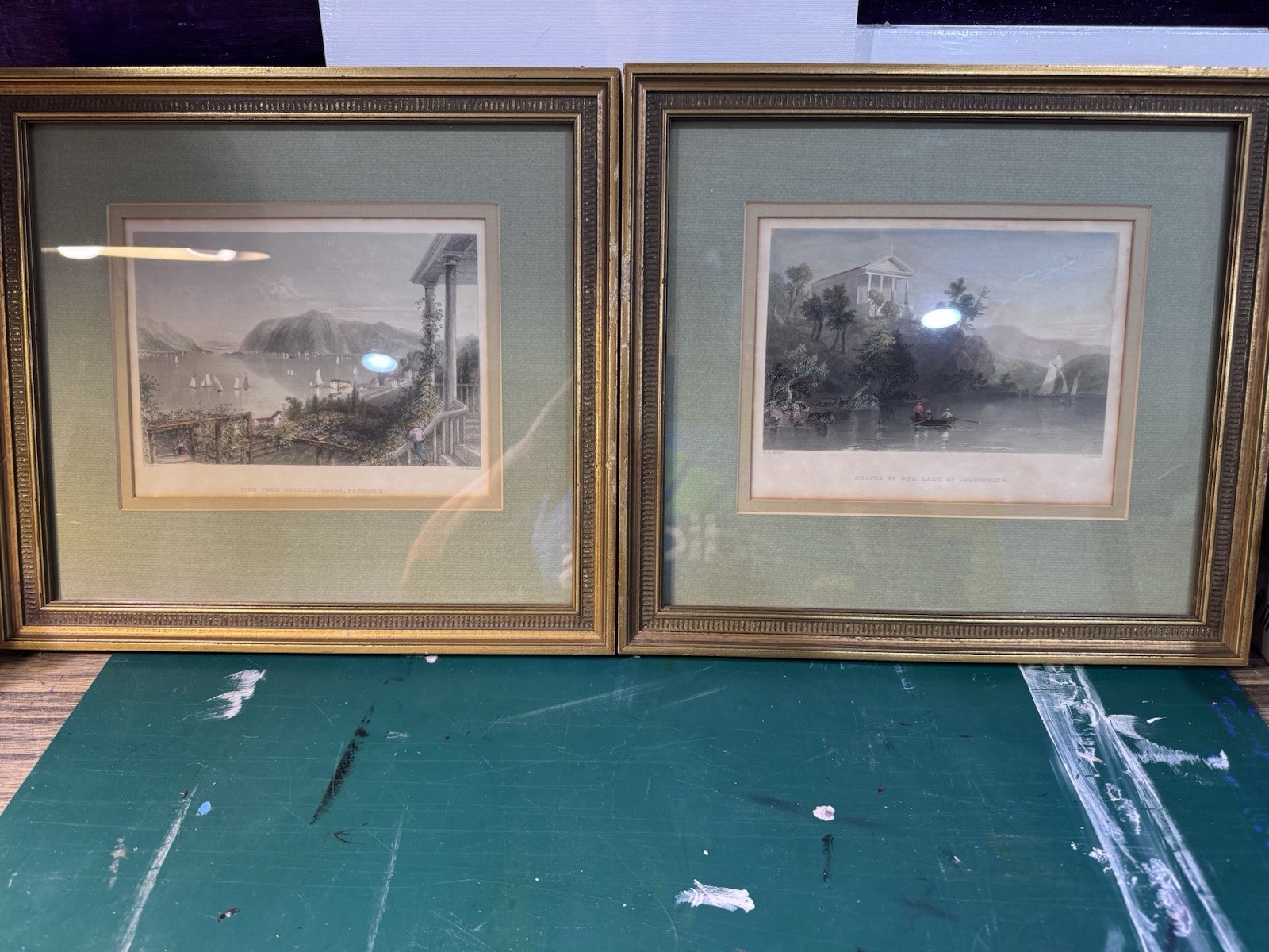 Pair of Two Antique 19 Century Hudson River Engravings Bartlett hand colored Pair of Two Antique 19 Century Hudson River Engravings Bartlett hand colored