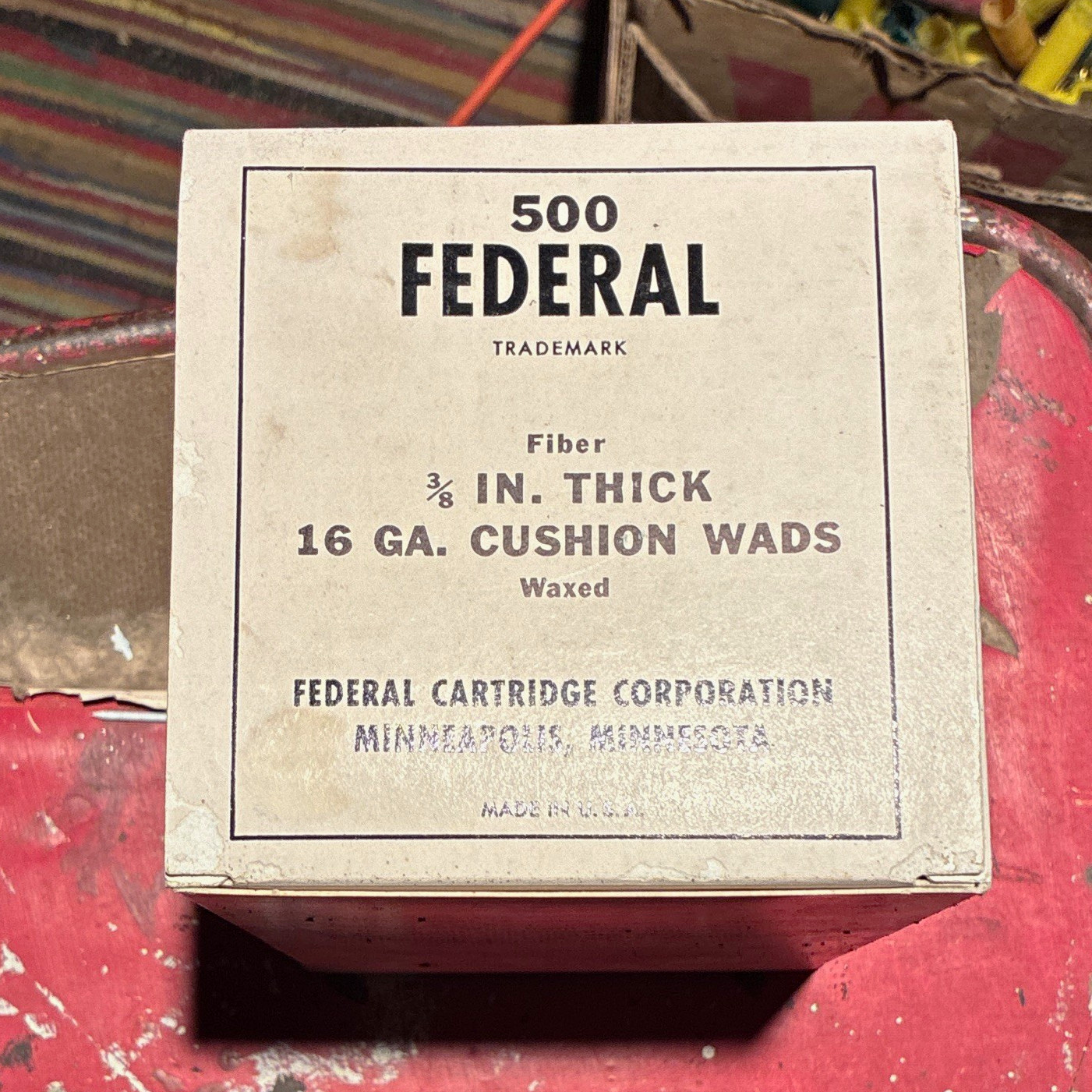 Federal 500 16 Ga 3/8 in Waxed Fiber Cushion Wads Vintage Box