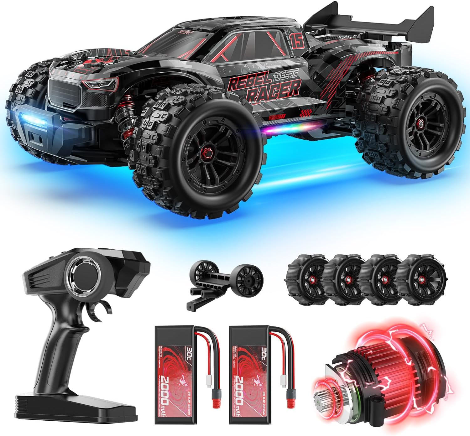 DEERC 1/14 Brushless RC Car 46+MPH 4WD All Terrain High Speed Off-Road Truck DEERC 1/14 Brushless RC Car 46+MPH 4WD All Terrain High Speed Off-Road Truck