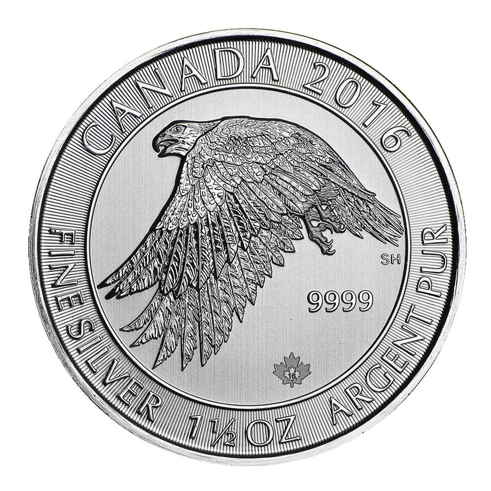 2016 $8 Canadian Silver 1.5 Troy oz White Falcon .9999 Fine