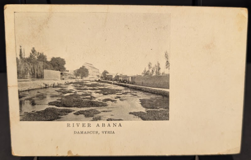 1908 Antique Postcard River Abana Damascus Syria
