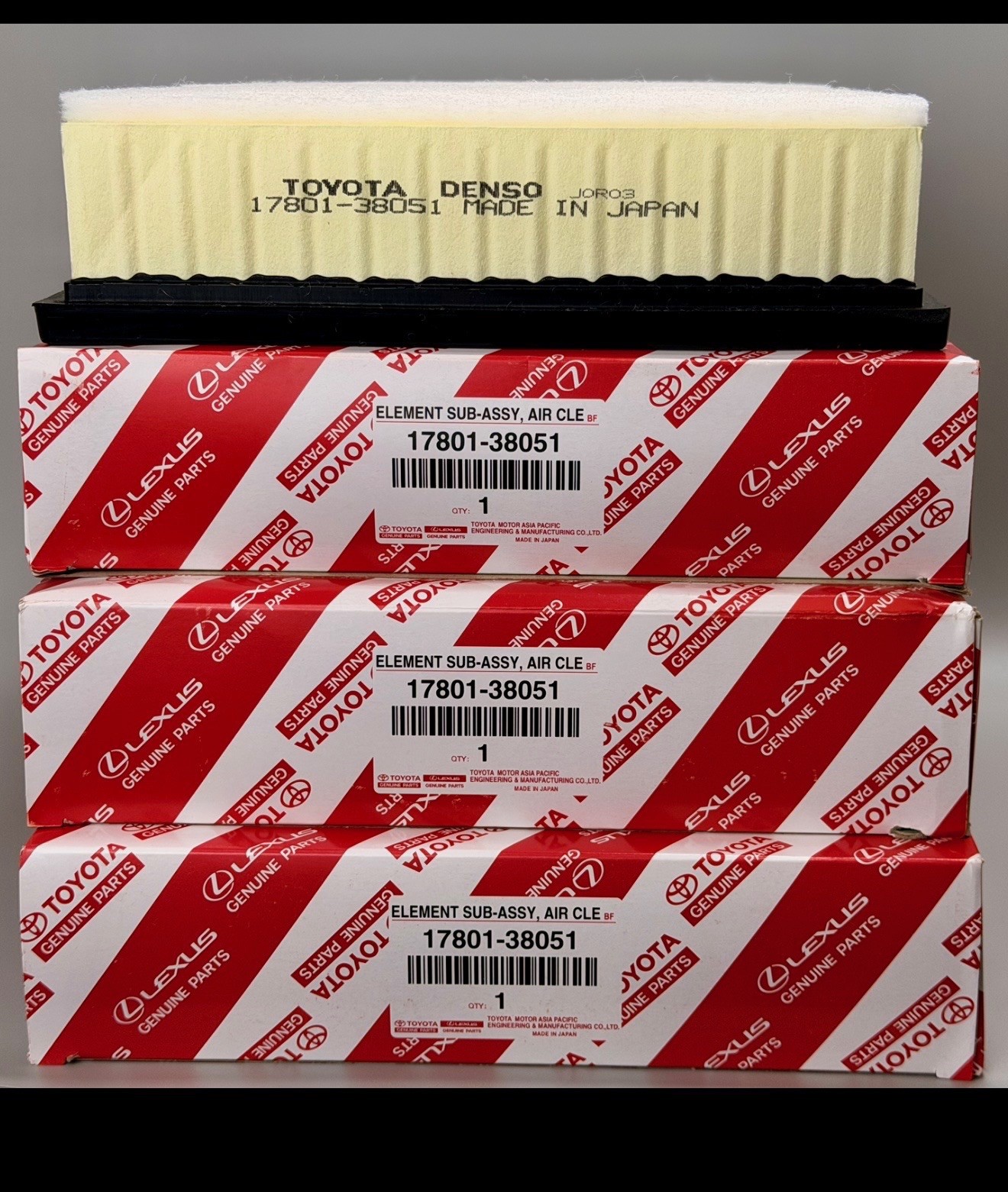 2010-2024 Toyota Genuine OEM Engine Air Filter 17801-38051 . Set x of 3pcs 2010-2024 Toyota Genuine OEM Engine Air Filter 17801-38051 . Set x of 3pcs