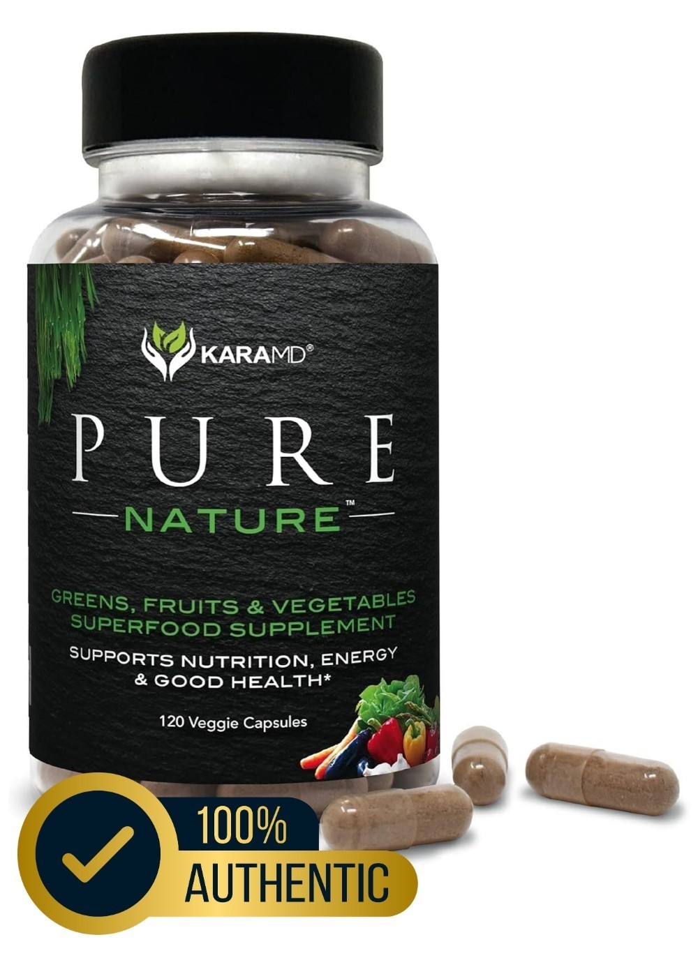 KaraMD Pure Nature Greens Fruits Veggies Superfood Supplement 120 Capsules New